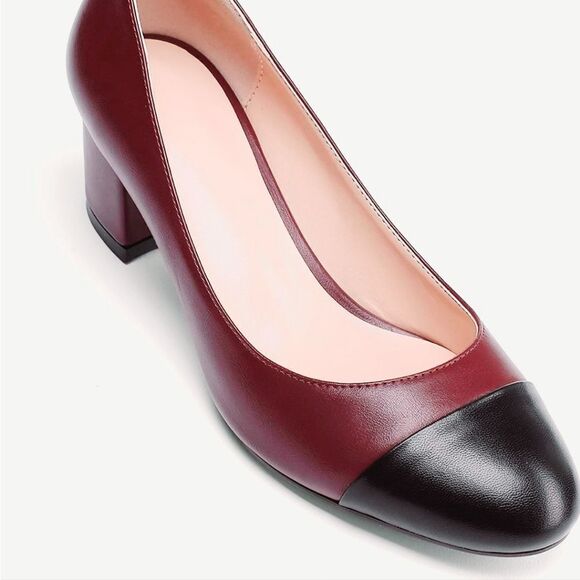 NIB ALLASWISH Women's Mid Heel Pumps Shoes Round Toe Color Blocking - Picture 4 of 9